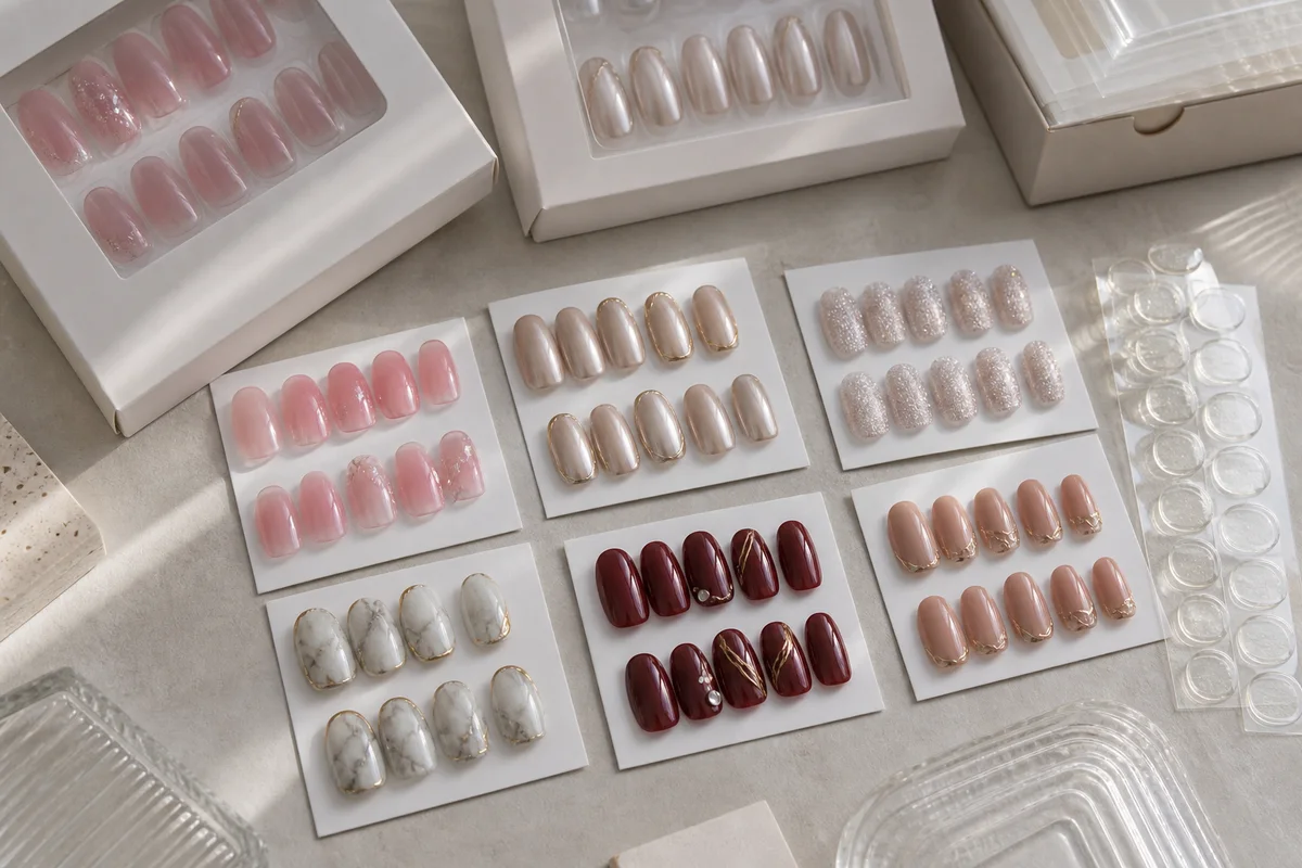 Wholesale press-on nails quote planning with product and packaging cost lines