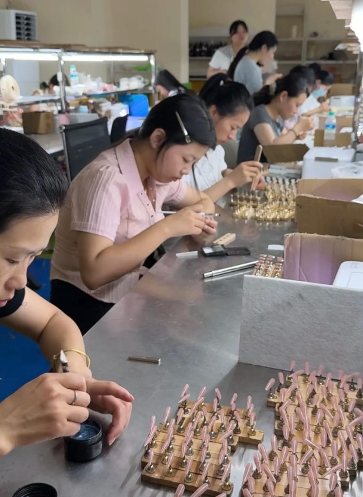 Handmade press-on nails crafting process by hand